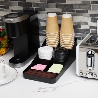 Mind Reader Plastic 7-Compartment Coffee Cup and Condiment Organizer, Black, 2/Pack (2COMP7-BLK)