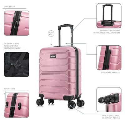InUSA Trend 20" Hardside Carry-On Suitcase, 4-Wheeled Spinner, TSA Checkpoint Friendly, Rose Gold (IUTRE00S-ROS)
