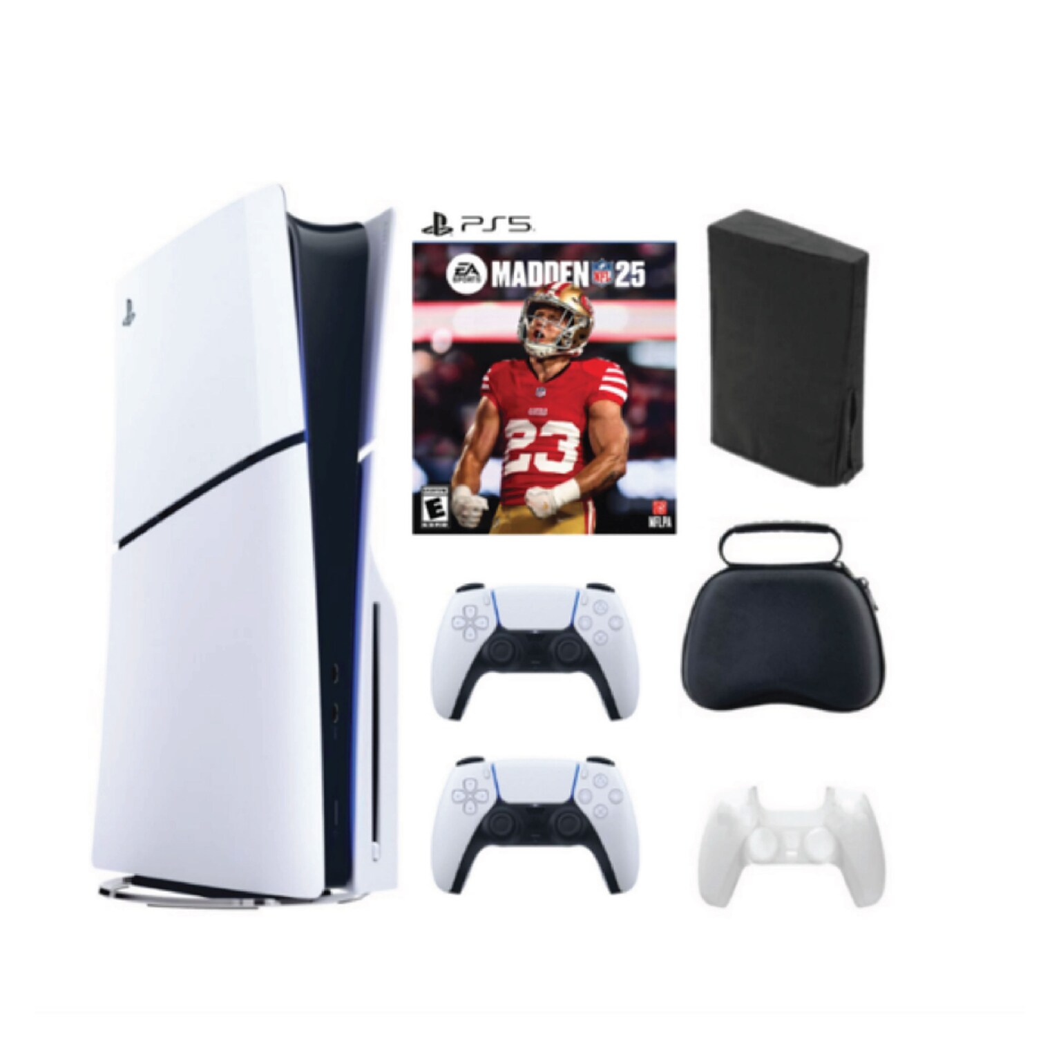 Sony PS5 Slim Disc Bundle: PS5, 1TB SSD, Madden NFL 25, 2 Controllers, Carrying Cases (1000039671-1)