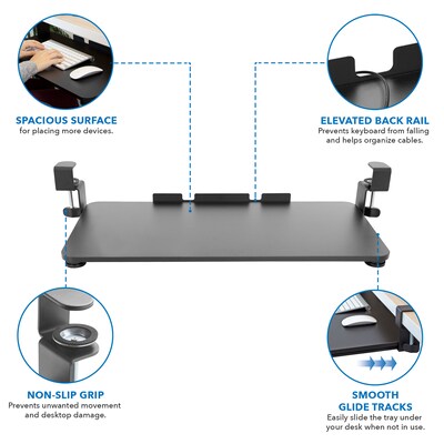 Mount-It! Clamp-On Adjustable Keyboard and Mouse Tray, Black (MI-7147)