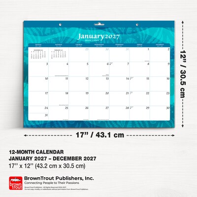 2027 BrownTrout Seaside Currents 17" x 12" Monthly Desk Pad Calendar, Assorted Colors (9798330709304)