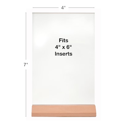 Excello Global Products Generic Holder, 4 x 6, Vertical, Desktop/Countertop, Brown Acrylic (SGNH-WB-4X6)