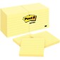 Post-it Notes, 3" x 3", Canary Collection, Lined, 100 Sheet/Pad, 12 Pads/Pack (63012PK)