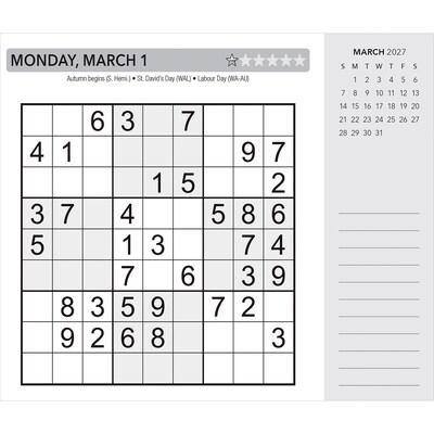 2027 BrownTrout Sudoku 6" x 5" Daily Day-to-Day Calendar, Assorted Colors (9781645917656)