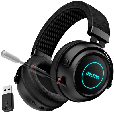 Delton G520 Wireless Noise Canceling Bluetooth Stereo Business/Gaming Over-the-Ear Computer Headset,