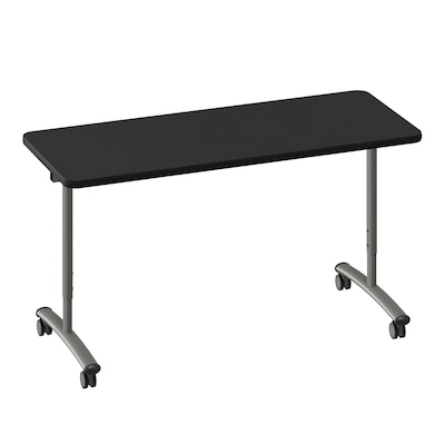 Correll 60W x 24D Adjustable Foldable Rectangular Training Room Table, Laminate, With Wheels, Black Granite (FTS2460TF071409)