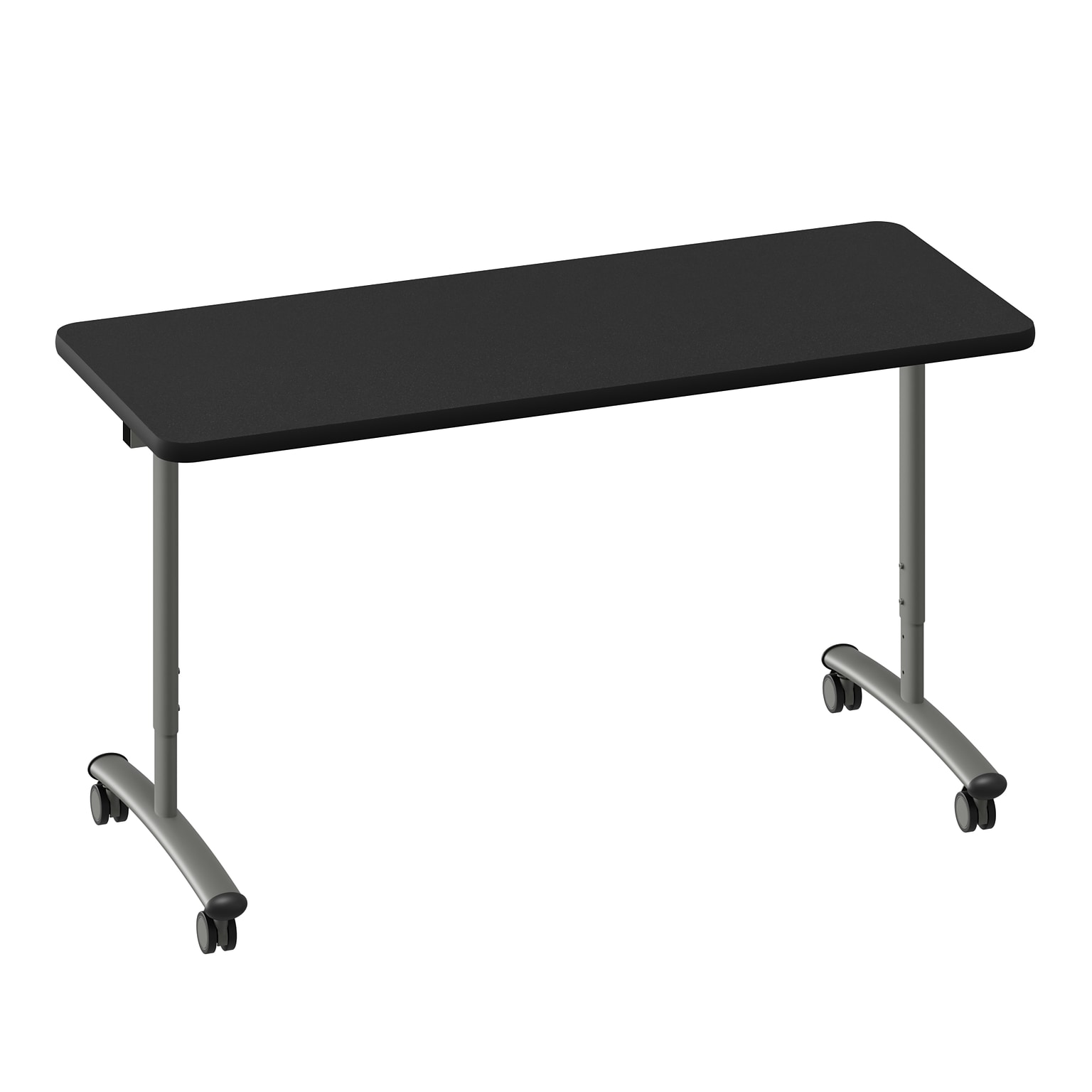Correll 60W x 24D Adjustable Foldable Rectangular Training Room Table, Laminate, With Wheels, Black Granite (FTS2460TF071409)