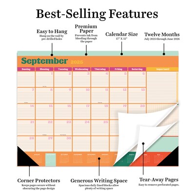 2025-2026 TF Publishing Sherbet 12" x 17" Academic Monthly Blotter Calendar (AY26-8506)