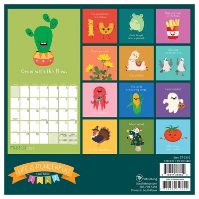 2027 TF Publishing Puns 7" x 7" Monthly Wall Calendar, Multicolored (27-2110)