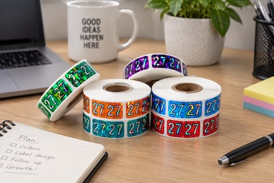 Medical Arts Press Holographic 2027 Year Labels, 3/4" x 1-1/2", Violet, 500/Roll