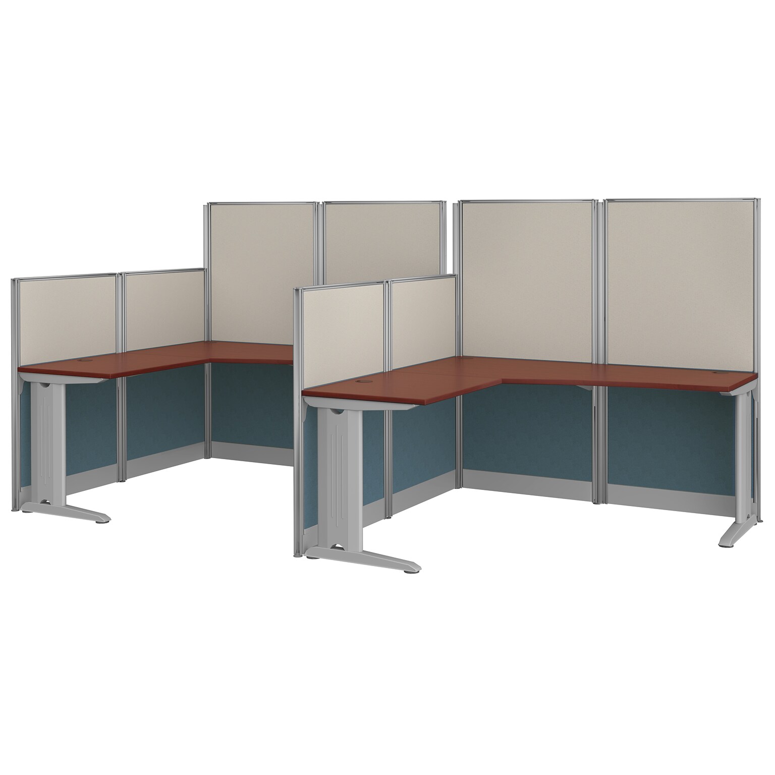Regency Instant Office 63H x 129W 2 Person L-Shaped Cubicle Panel Workstation, Hansen Cherry (IO36494-03K-2P)