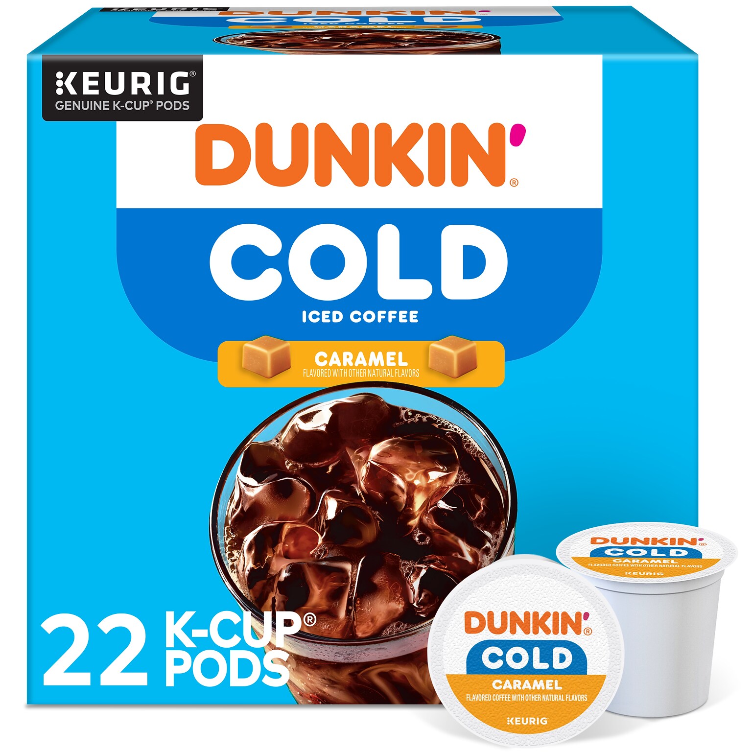 Dunkin Cold Caramel Iced Coffee Keurig® K-Cup® Pods, Medium Dark Roast, 22/Box (5000375314)