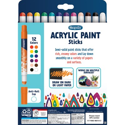 Crayola Acrylic Paint Doodle Sticks, Assorted Colors, 12/Pack, 2/Bundle (BIN546213-2)