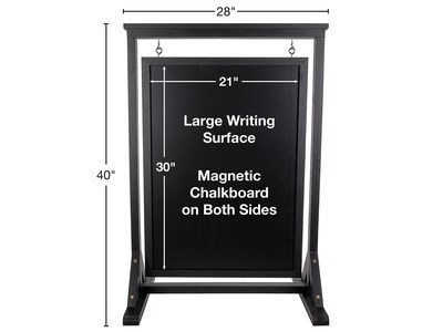 Excello Global Products Indoor/Outdoor Swinging Sidewalk Sign, 21" x 30", Black (EGP-HD-0090A-OS)