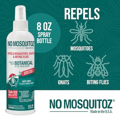 No Mosquitoz Natural DEET-Free Insect Repellent for Mosquitoes, Woodsy Scent, 8oz, 6/Pack (BND04607)