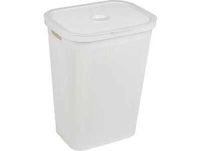 Mind Reader 15.85-Gallon Hamper with Lid, Plastic, White (60FABHAMP-WHT)