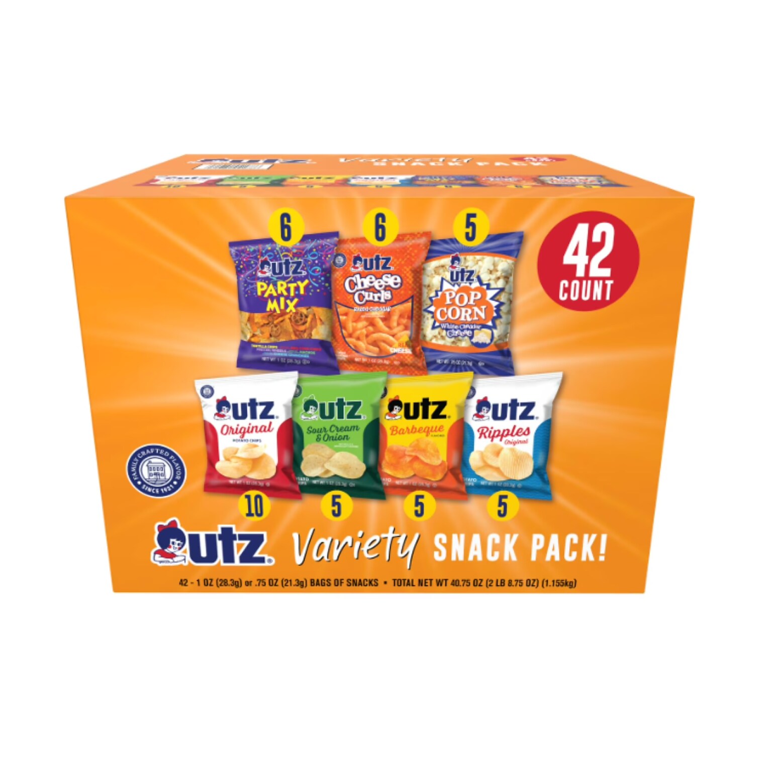 UTZ Variety Snack Pack, 42 Bags/Box (UQF02178)