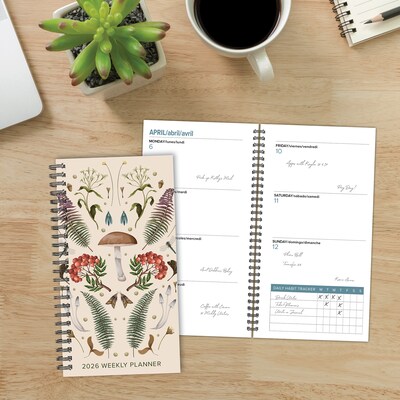 2026 Willow Creek Woodland Mushroom 3.5" x 6.5"  Weekly & Monthly Planner, Paperboard Cover (57360)