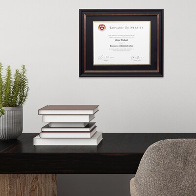 Excello Global Products 8.5" x 11" Composite Wood Photo Document Frame, Black/Gold/Red (EGP-HD-0306)