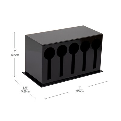 Mind Reader 5-Compartment Plastic Utensil Sorter and Dispenser, Black (5CSTOR-BLK)