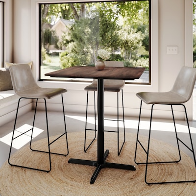 Flash Furniture Acadia Square Wooden Dining Table with X-Base, 36"D x 36"W, Dark Brown/Black Base (STSQ36WBRT3030B)