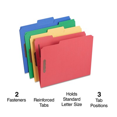 Staples® Reinforced Classification Folders, 2 Expansion, Letter Size, Assorted Colors, 50/Box (TR18