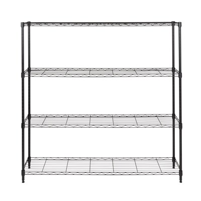 Honey-Can-Do 4-Tier Slim Profile Wide Shelving Unit, Black (SHF-10003)