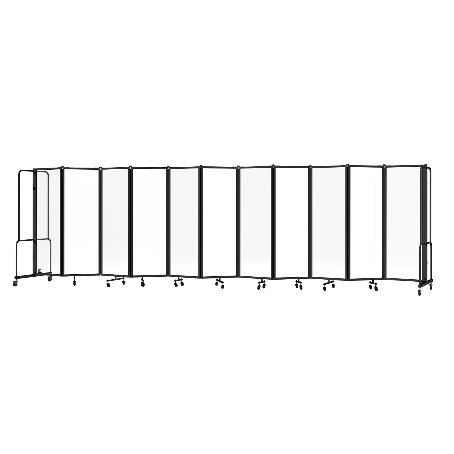 National Public Seating Robo Series 11-Panel Folding Mobile Room Divider, 72H x 256W, Clear Acrylic (RDB6-11CA)