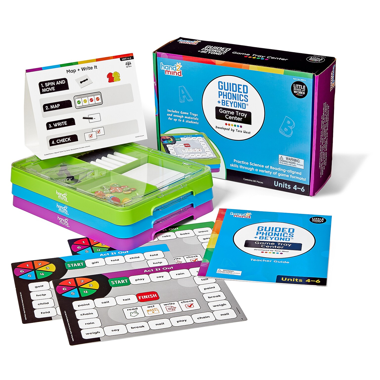 hand2mind Guided Phonics + Beyond Game Tray Center, Units 4-6 (96974)