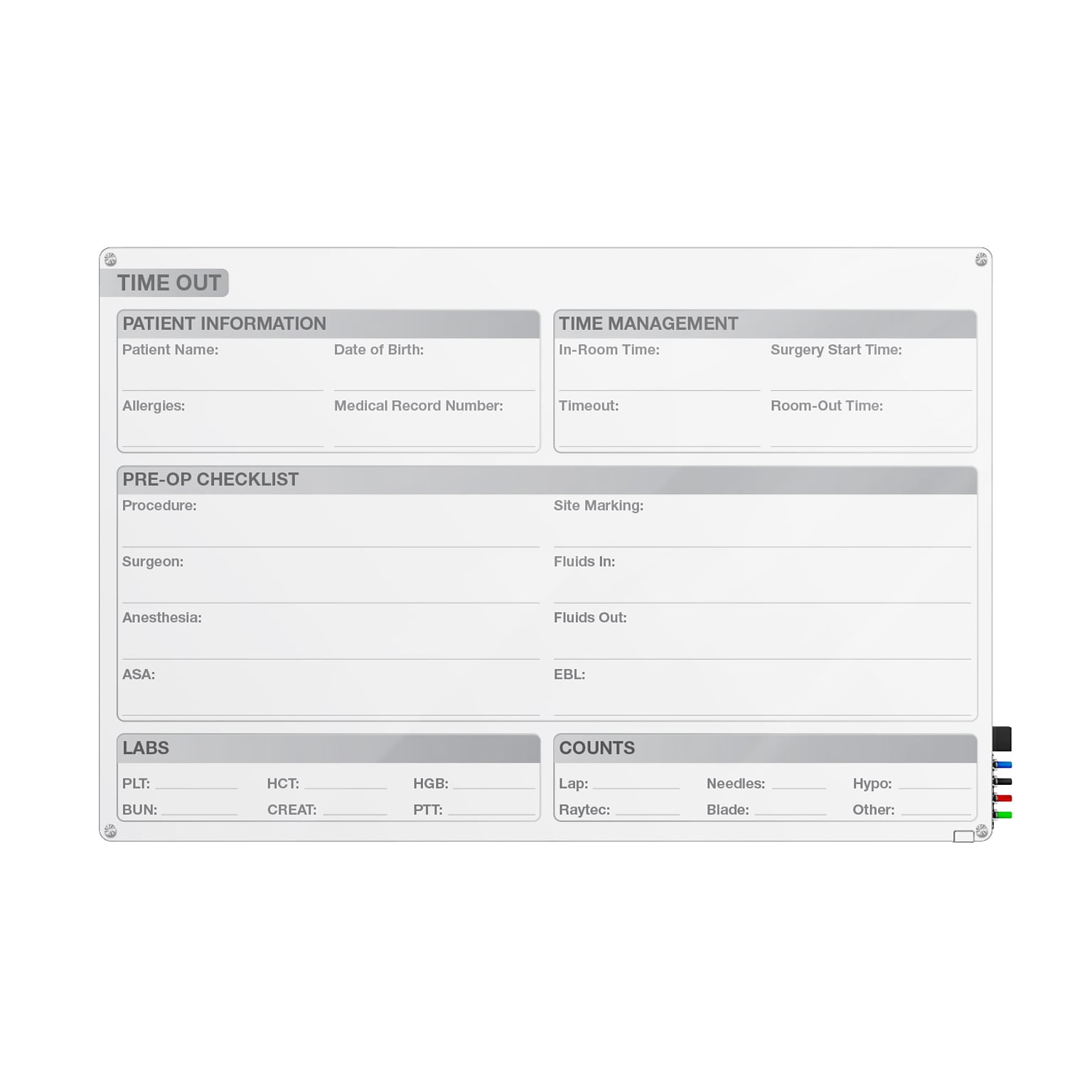 Ghent Aria OR Time Out Magnetic Glass Dry-Erase Whiteboard, 18H x 24W (GRPARIASM12T-18)