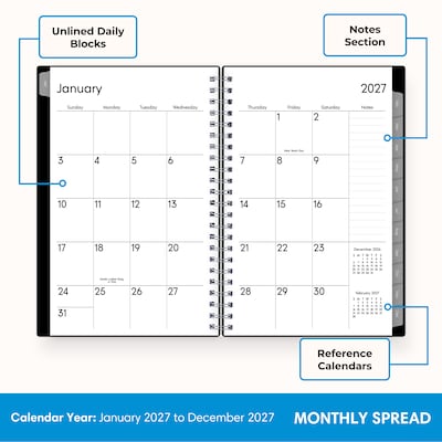 2027 Blue Sky 5" x 8" Weekly & Monthly Planner, Black (160973)