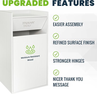 Alpine Industries Wood Trash Can, 40 Gallon, White, 2/Pack (476-WHI-2PK)