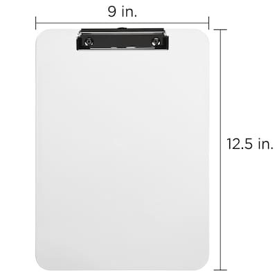 JAM Paper Plastic Clipboard, Letter Size, Clear, 12/Pack (340928126A)