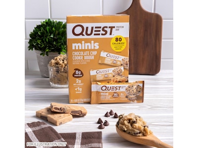 Quest Minis Gluten Free Chocolate Chip Cookie Dough Protein Bar, 0.81 oz., 14 Bars/Box (QPBMCCCD14M8)
