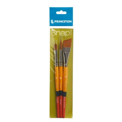 Princeton Snap! Short Handle Mixed Media Synthetic Brush Set No. 1, 3/Set, 2 Sets/Bundle (PBXP9650SE