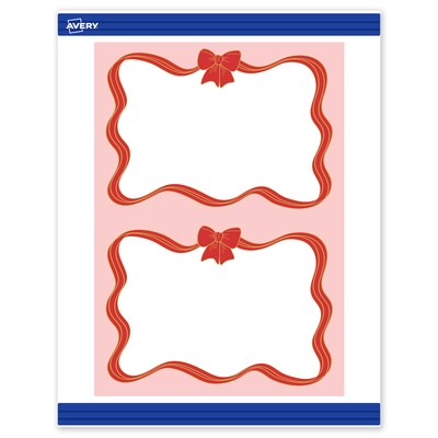 Avery Gold-Pink Bow General Use Blank Cards, White, 20/Pack (S00-FFK)