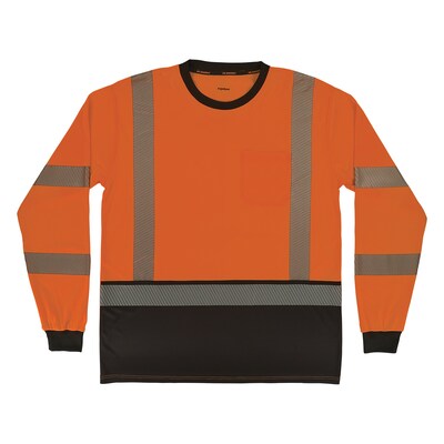 Ergodyne GloWear 8371BK High Visibility Long Sleeve Black Bottom T-Shirt, ANSI Type R Class 3, Orange, Medium (22303)