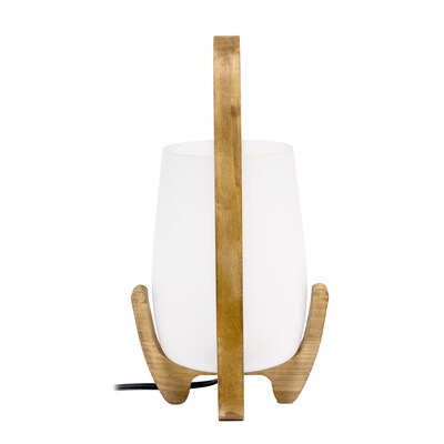 Lalia Home 15" Organix Contemporary Natural Wood Accented Table Desk Lamp, Translucent Glass Shade (LHT-4010-NA)
