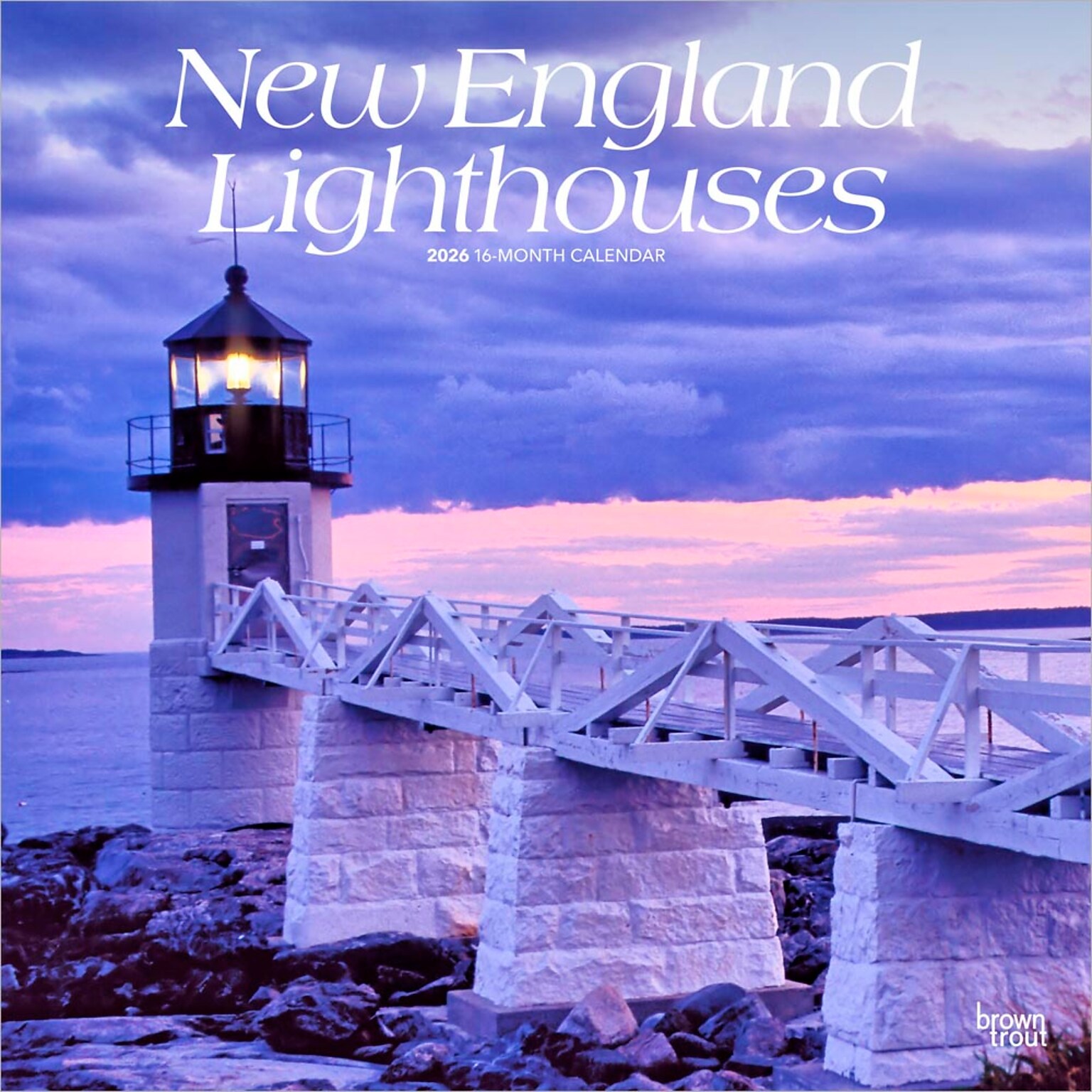 2026 BrownTrout New England Lighthouses 12 x 12 Monthly Wall Calendar (9798330704378)