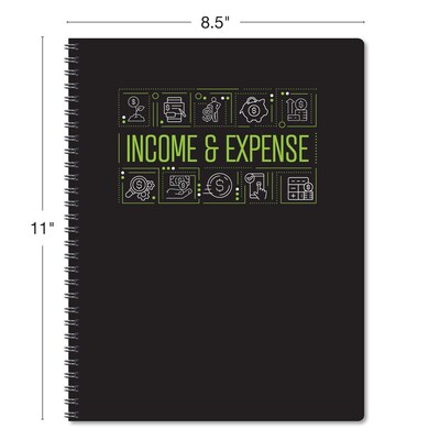Global Printed Products Income & Expense Accounting Journal, 8.5" x 11", Black/Green, (GPP-0115)