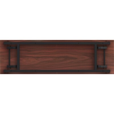 Lorell 60"W x 18"D Folding Training Table, Melamine, Mahogany (LLR60747)