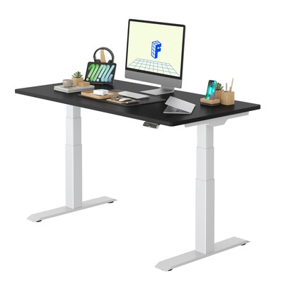 FlexiSpot E7 Series 60"W Electric Adjustable Standing Desk, Black/White (E7W6024B)