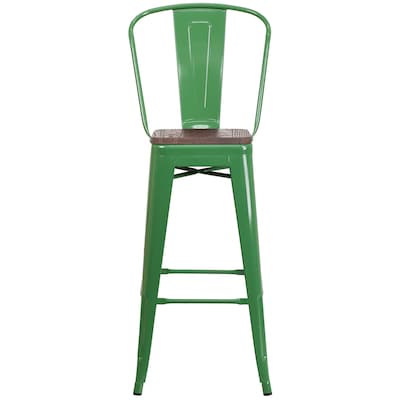 Flash Furniture Lily Contemporary Metal Vertical Back Barstool, Green, 4-Pieces/Pack (4CH3132030GBGNW)