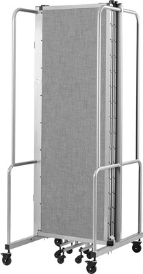 National Public Seating Robo Series 5-Panel Folding Mobile Room Divider, 72"H x 72"W, Grey Fabric (RDG6-5PT02)