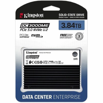 Kingston DC3000ME 3.84TB U.2 PCIe Gen5 NVMe Internal Solid State Drive, 3D eTLC (SEDC3000ME/3T8)