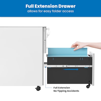 Mount-It! 3-Drawer Mobile File Cabinet, Letter/Legal Size, Lockable, 23.35"H x 11.81"W x 19.69"D, White (MI-944W)