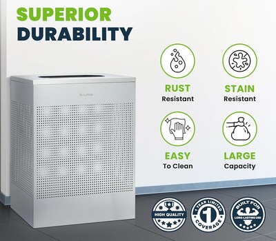 Alpine Industries Stainless Steel Trash Can, 23 Gallon, Silver (ALP438-23-SS-MK)