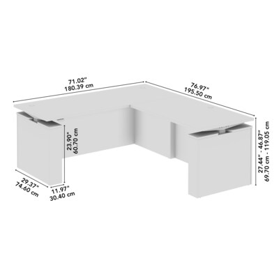 Bush Business Furniture Stratus 72"W Electric L-Shaped Adjustable Standing Desk, Platinum Gray (SUT014PG)