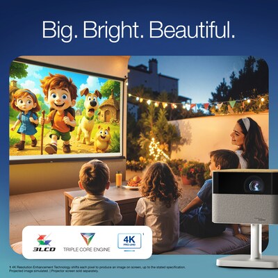 Epson Lifestudio Flex Plus Wireless 4K PRO-UHD Portable Lifestyle Projector, Black (V11HB76620)