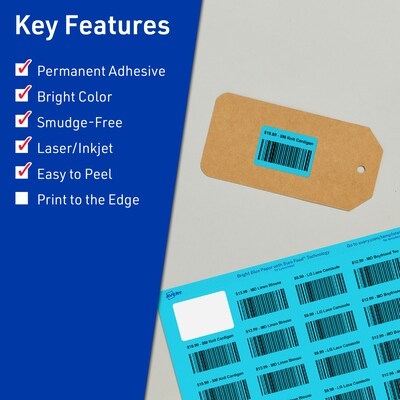 Avery Rectangle Multipurpose Labels, 1.25 x 1.75, Bright Blue, 2560/Box (94226)